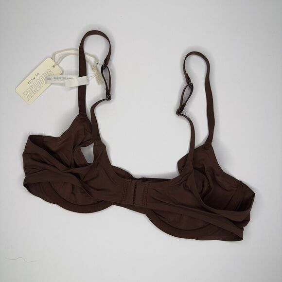 Smoothez Aerie Bra Full Coverage Sheer Mesh Unlined Underwire Dark Brown 36B NEW - Picture 6 of 6